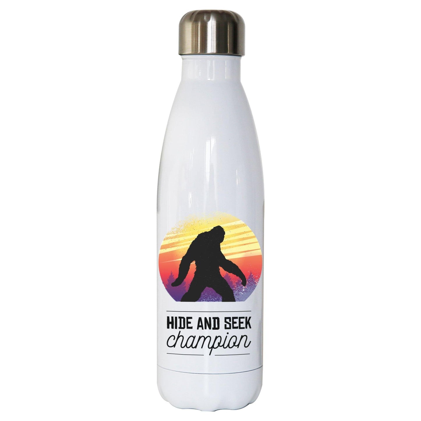 Bigfoot hide & seek champion funny water bottle stainless steel reusable
