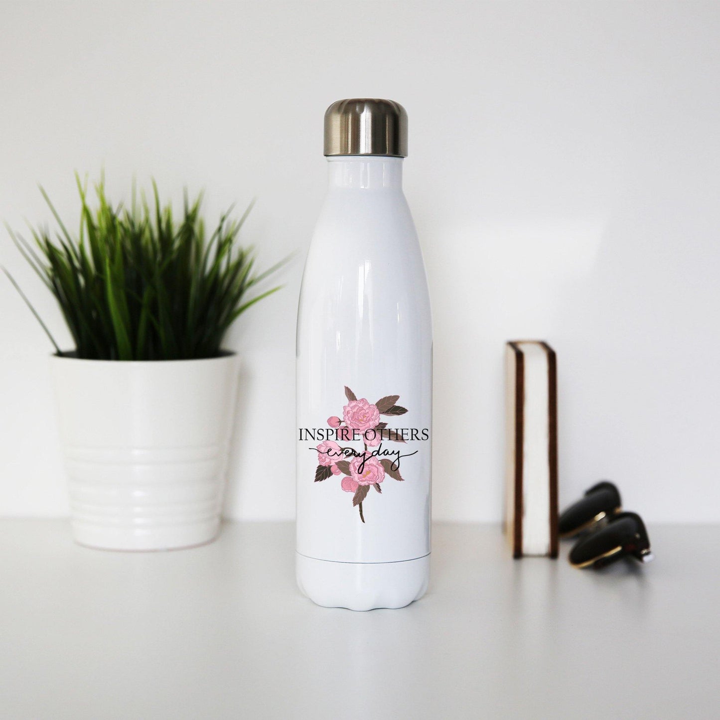Inspire inspirational motivational graphic design water bottle stainless steel reusable