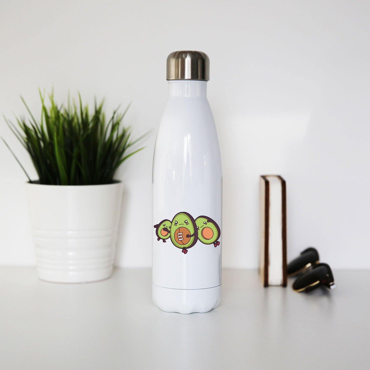 Funny avocado football water bottle stainless steel reusable