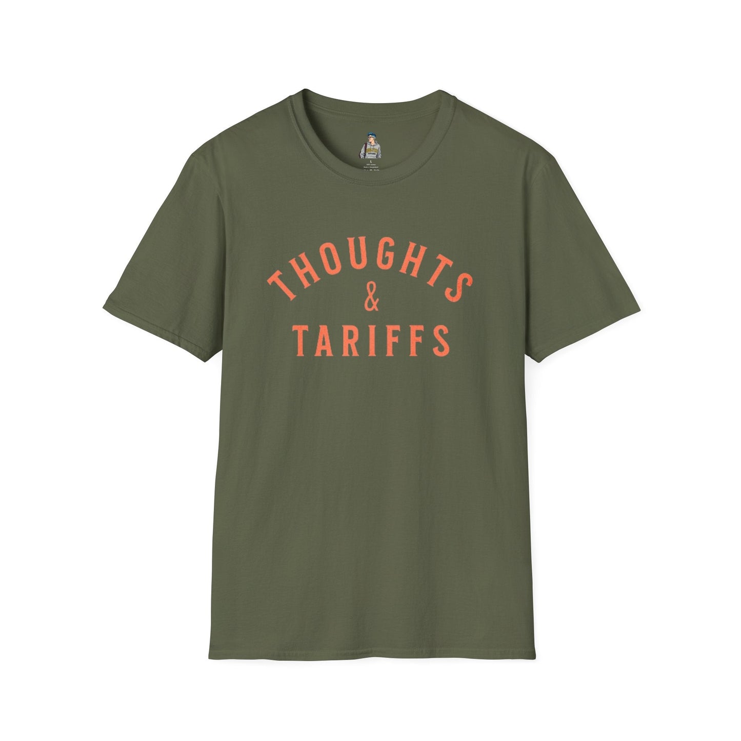 Funny Political Unisex SoftstyleThoughts and Tariffs Tee