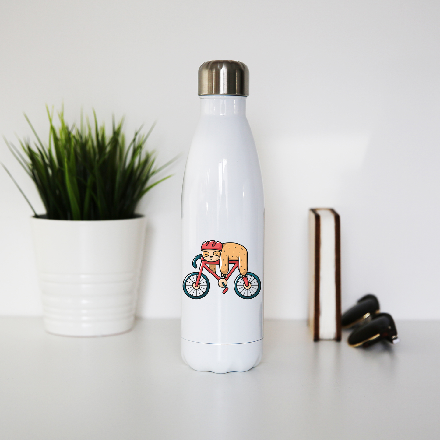 Bike sloth funny water bottle stainless steel reusable