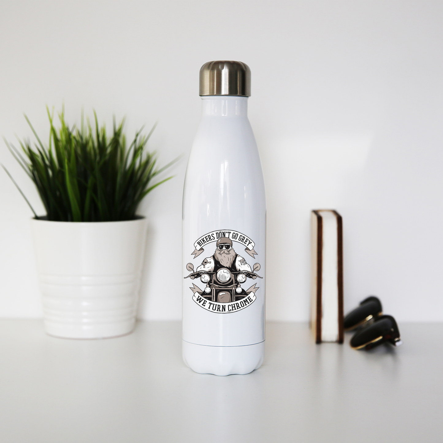 Funny biker text water bottle stainless steel reusable