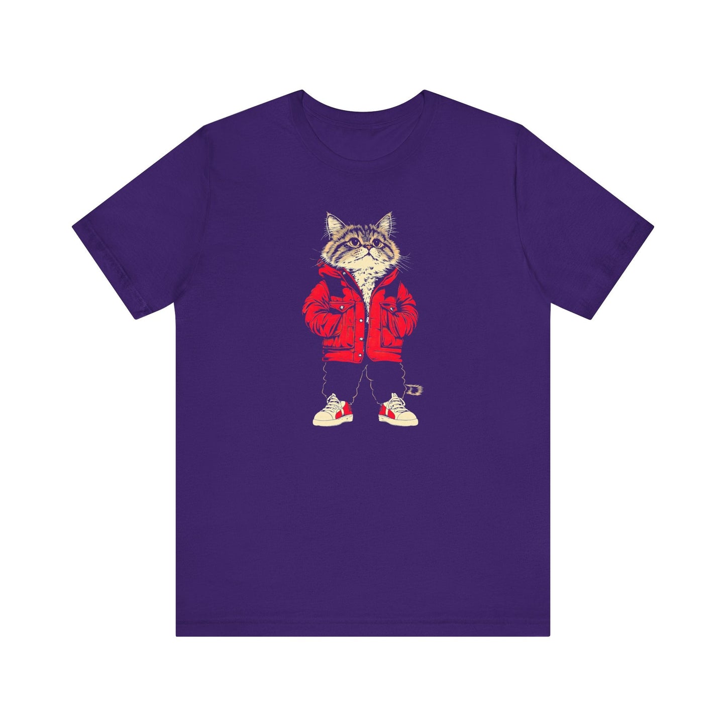 Cool Cat in Red Jacket Graphic Tee