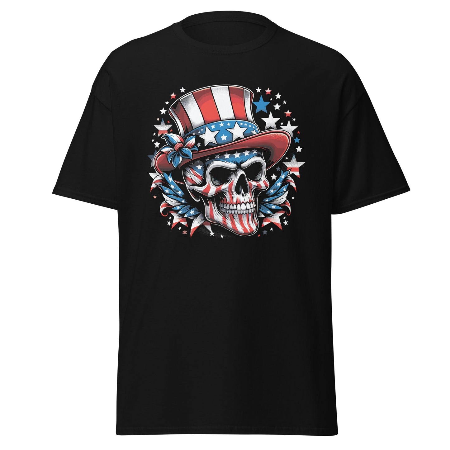 4th of July Skull T-Shirt – Patriotic American Flag Skull Graphic Tee