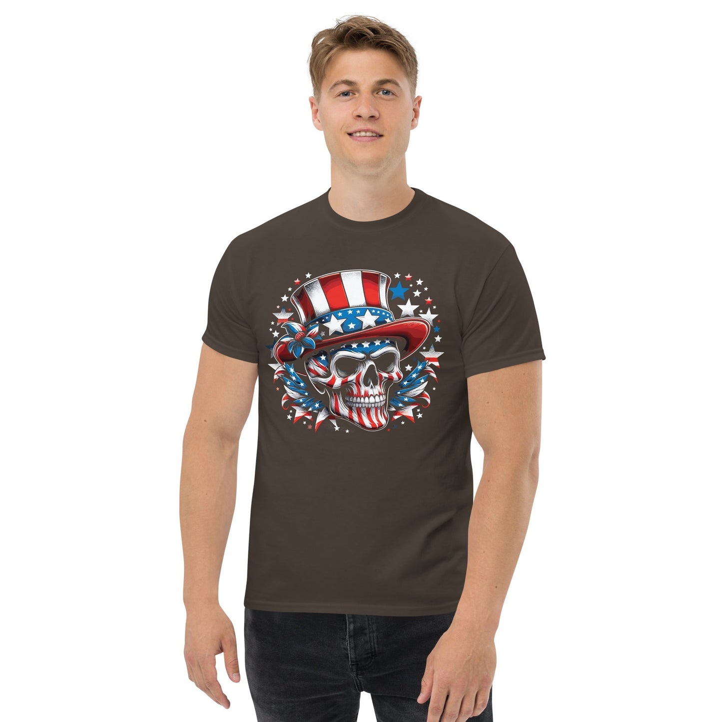 4th of July Skull T-Shirt – Patriotic American Flag Skull Graphic Tee