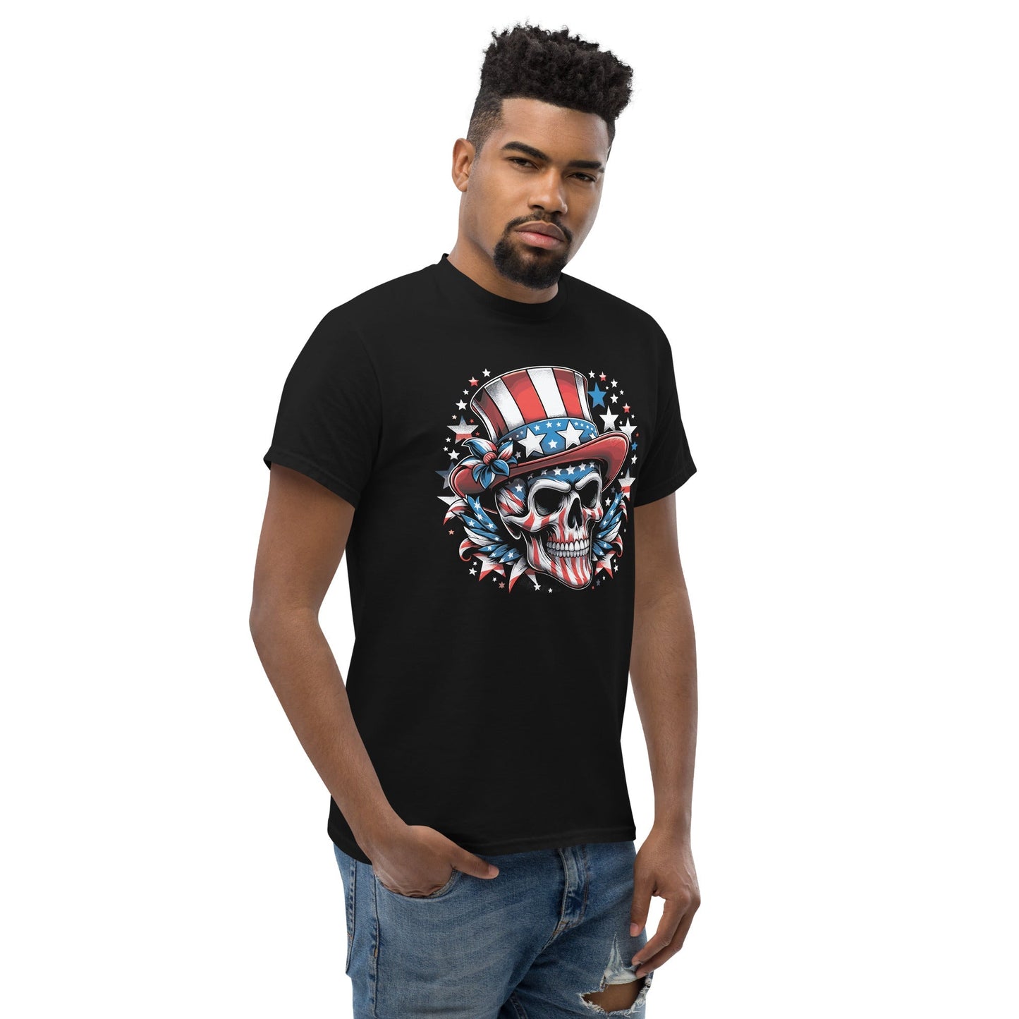 4th of July Skull T-Shirt – Patriotic American Flag Skull Graphic Tee