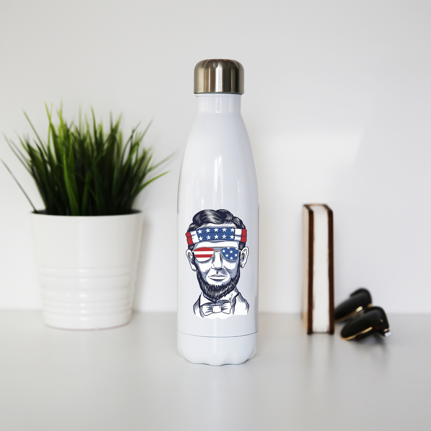 Funny abraham lincoln water bottle stainless steel reusable