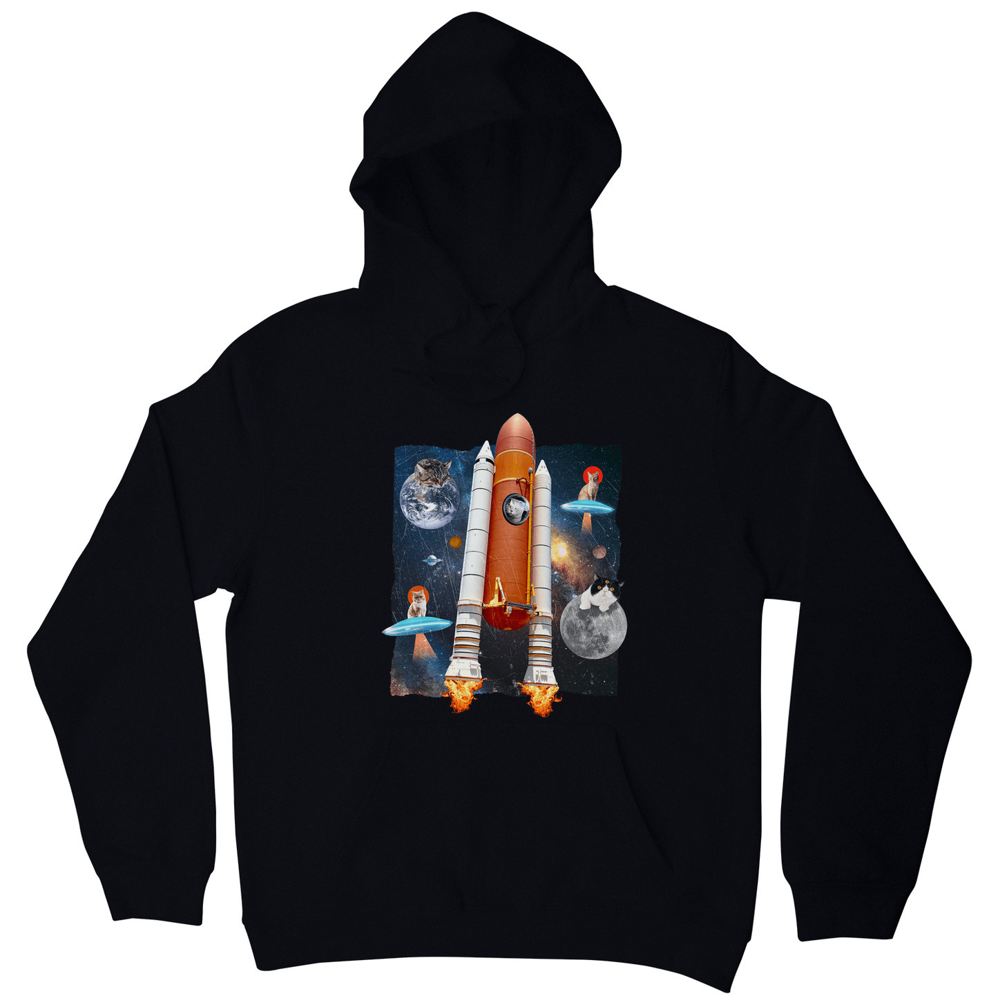 Cats in space funny collage hoodie