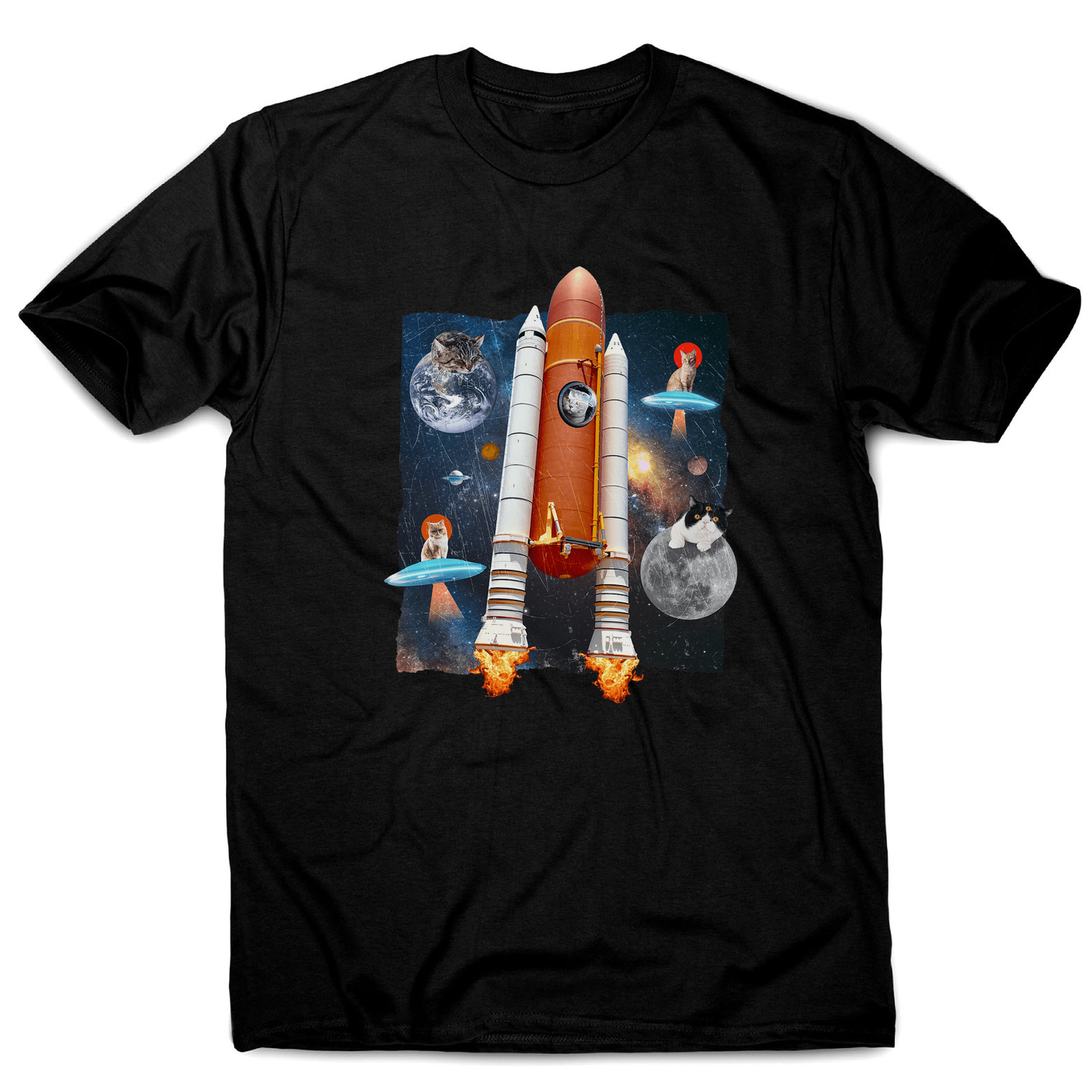 Cats in space funny collage men's t-shirt
