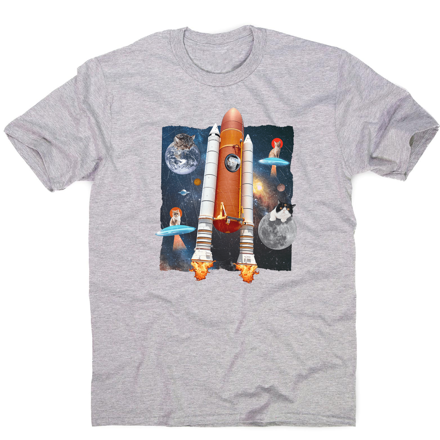 Cats in space funny collage men's t-shirt