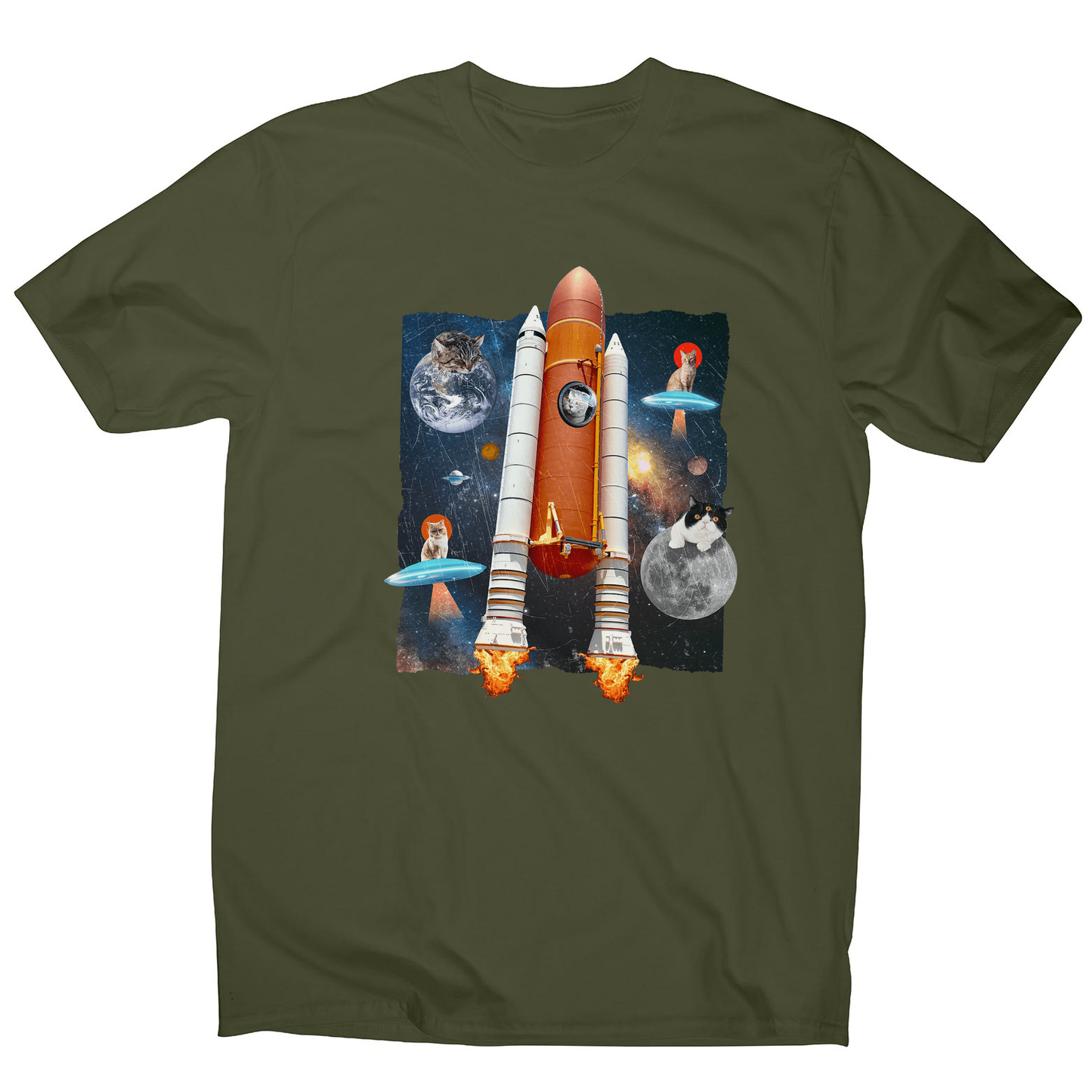 Cats in space funny collage men's t-shirt