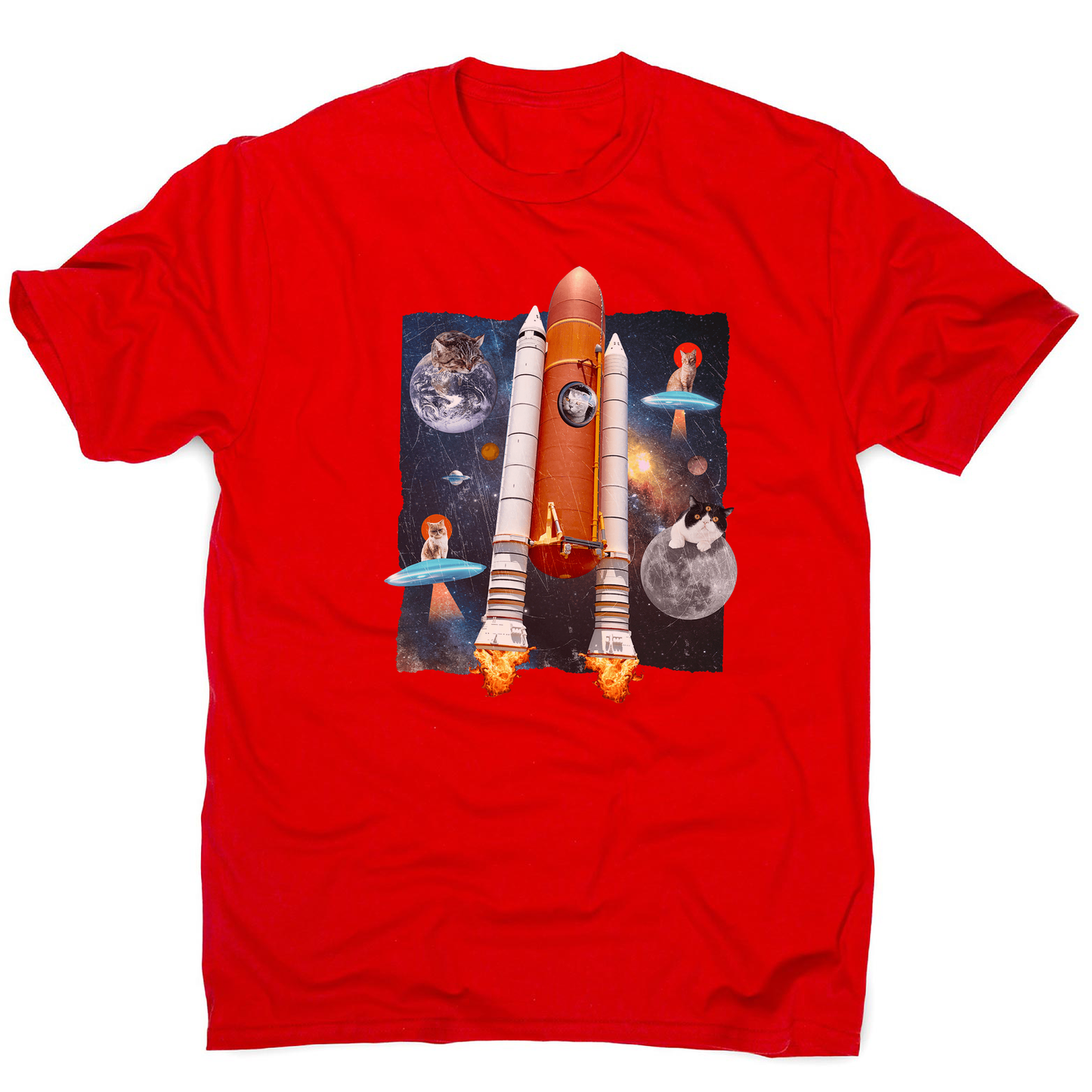 Cats in space funny collage men's t-shirt