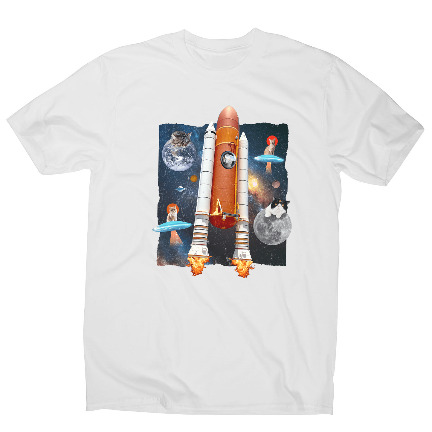 Cats in space funny collage men's t-shirt
