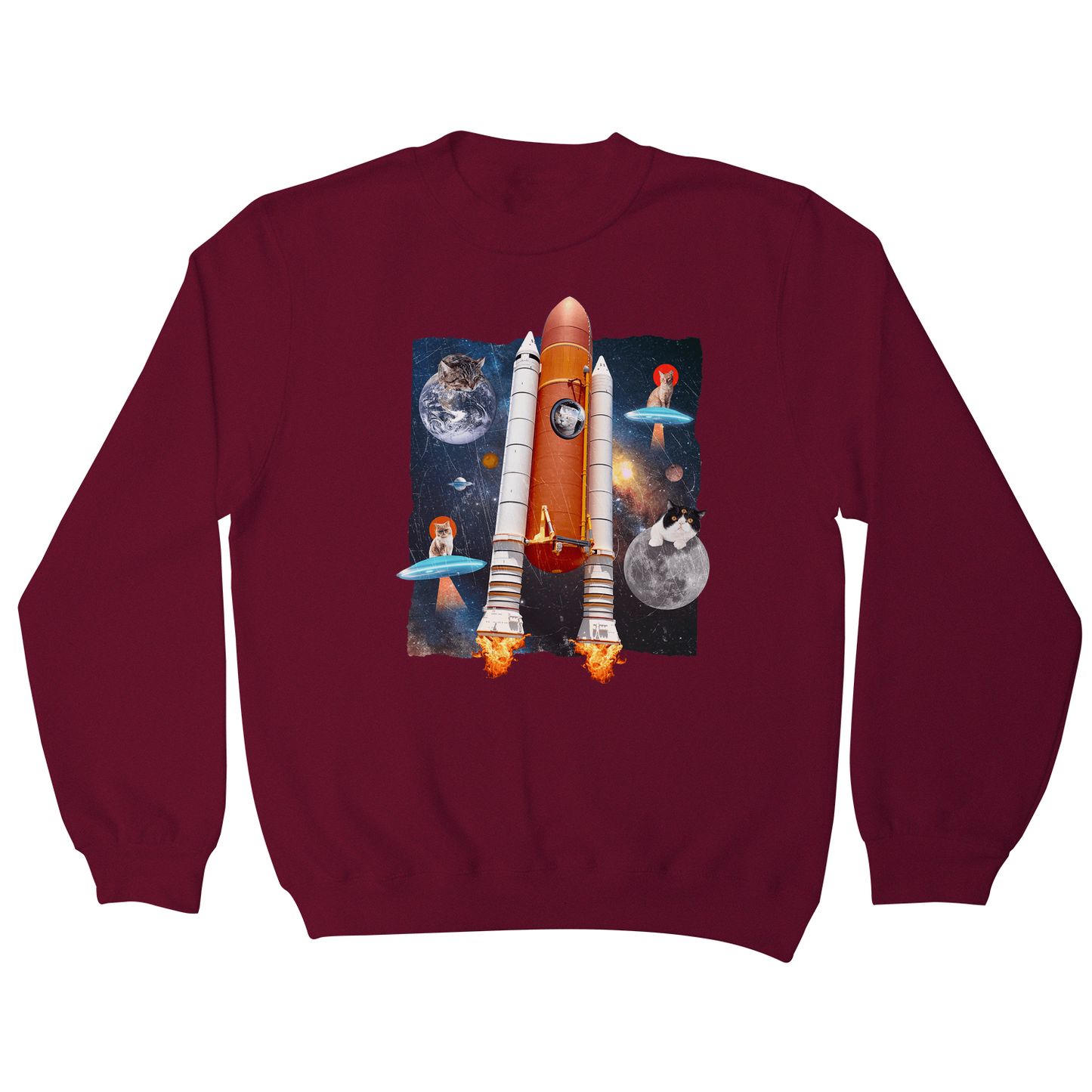 Cats in space funny collage sweatshirt
