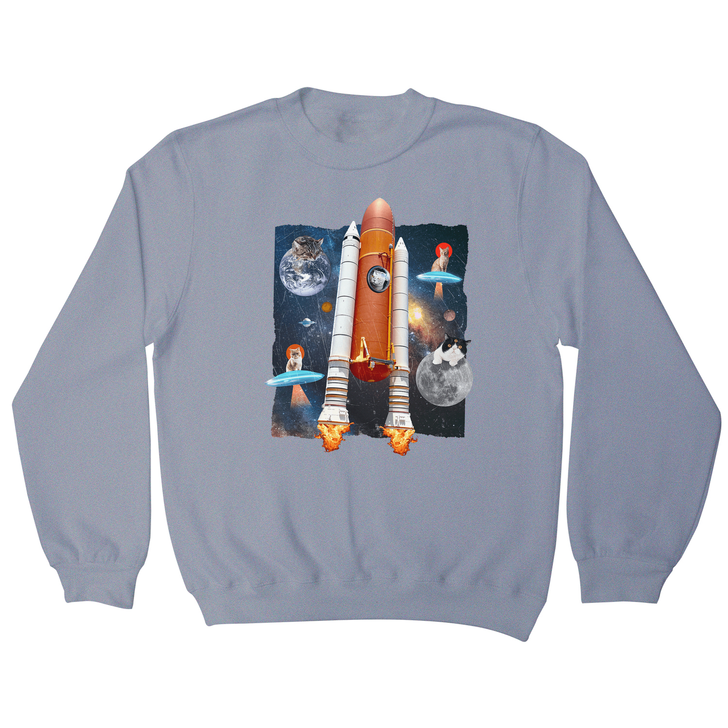 Cats in space funny collage sweatshirt