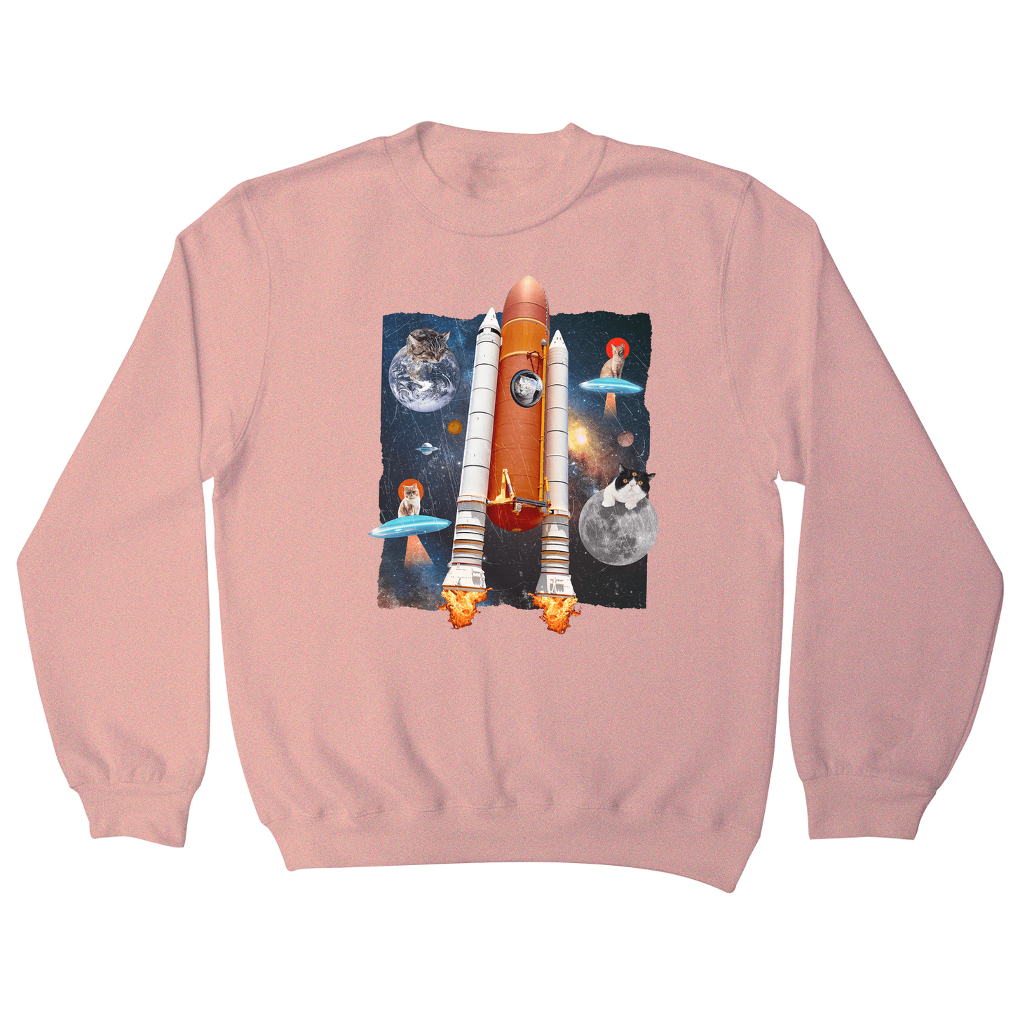 Cats in space funny collage sweatshirt