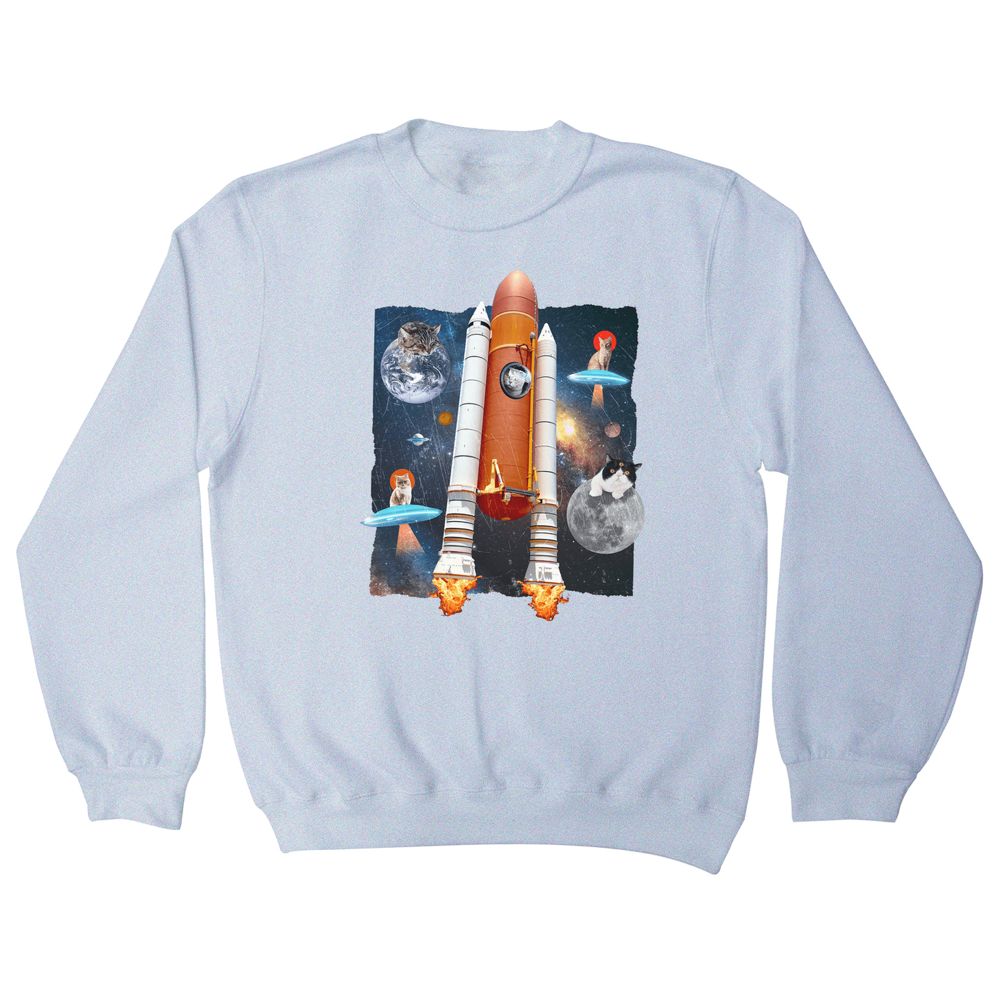 Cats in space funny collage sweatshirt