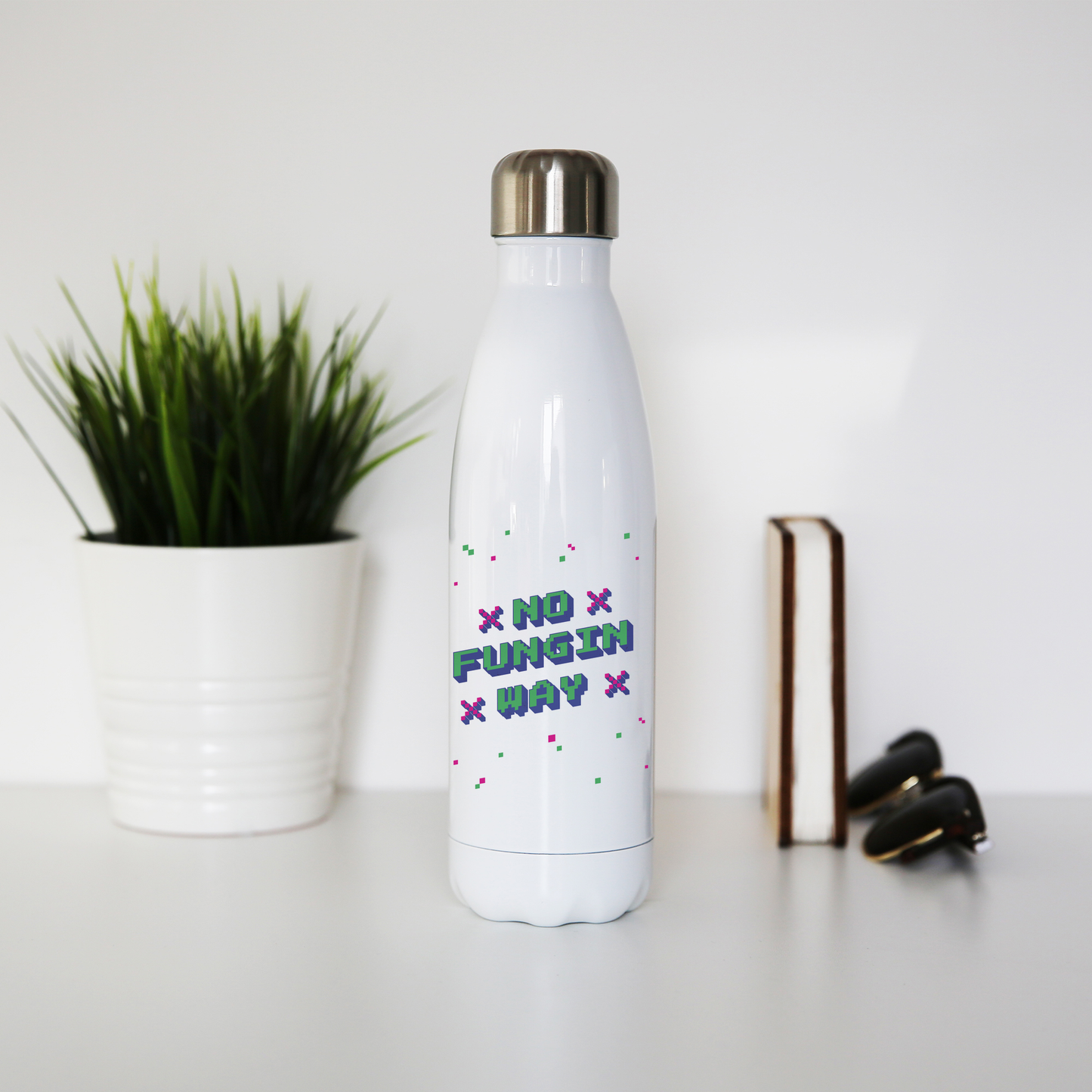 NFT funny quote pixel art water bottle stainless steel reusable
