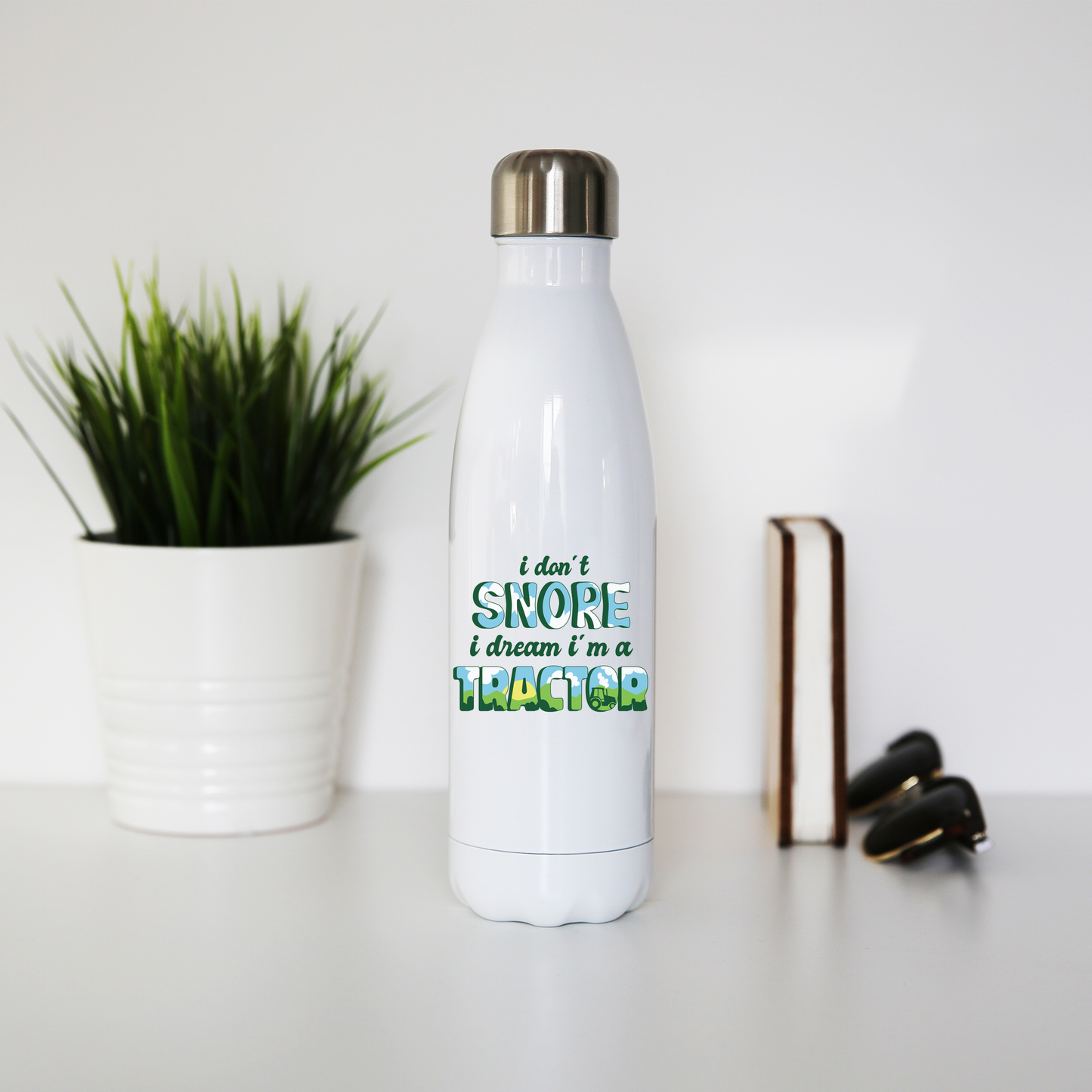 Snoring funny quote water bottle stainless steel reusable