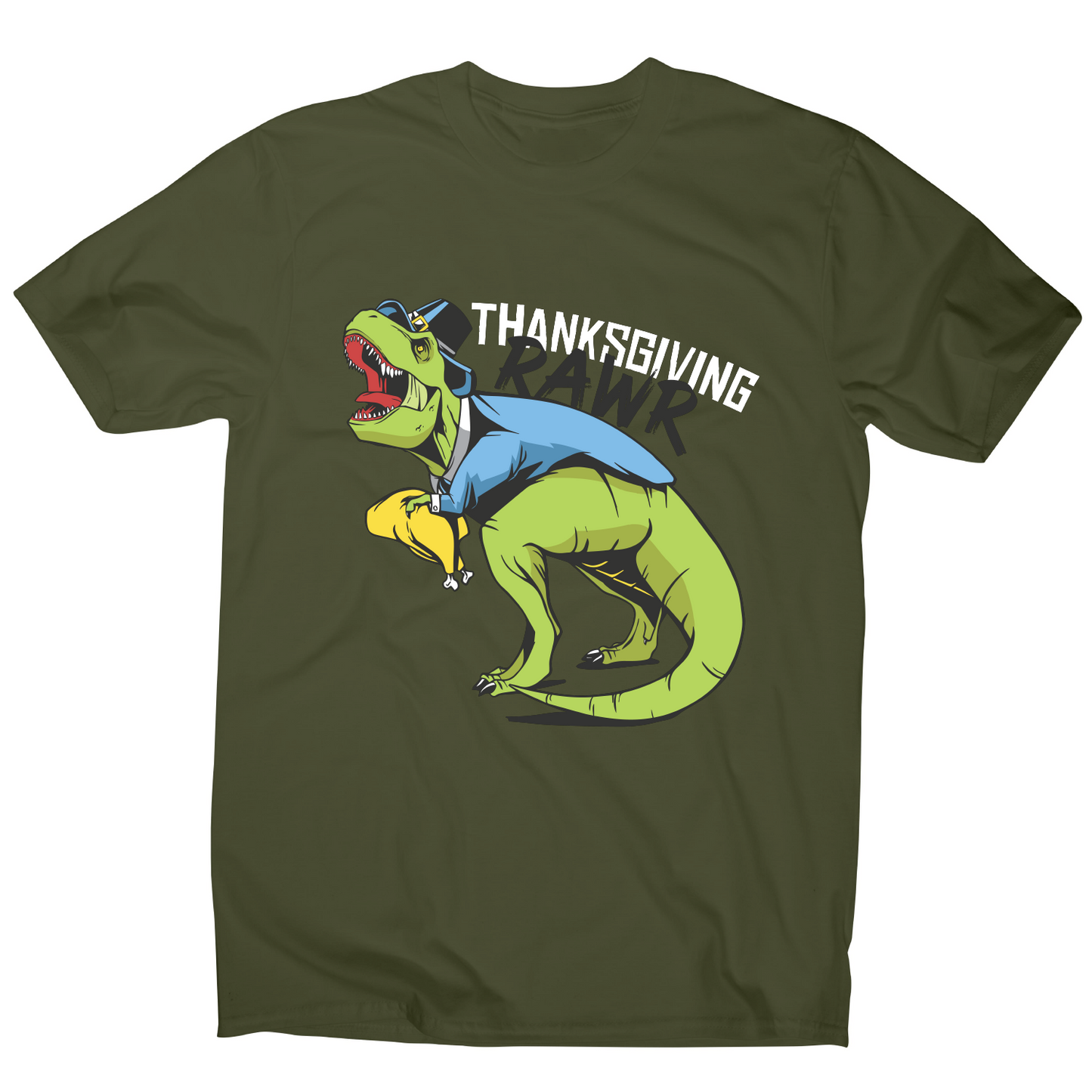 Thanksgiving dinosaur funny design t-shirt men's
