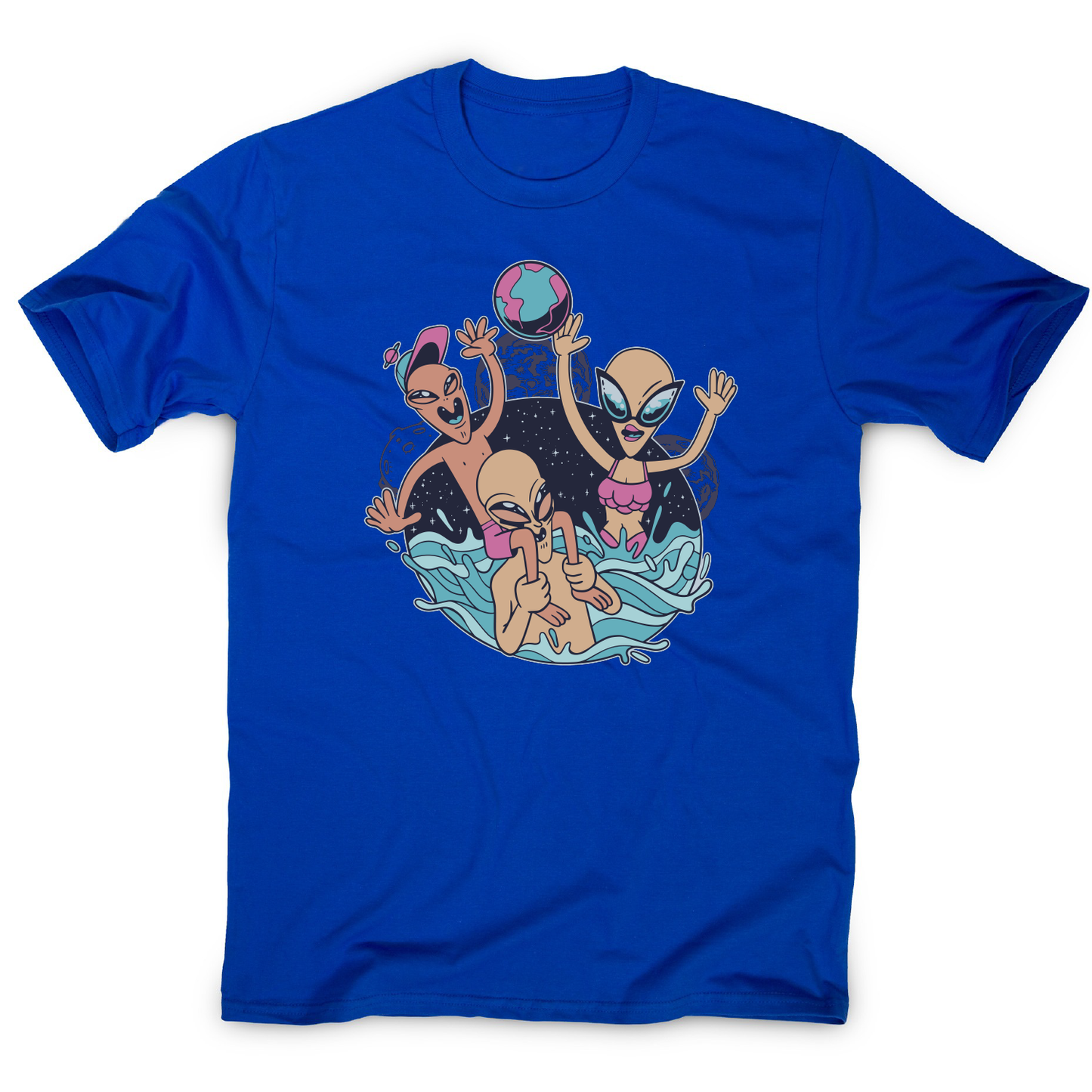 Alien pool party funny design t-shirt men's