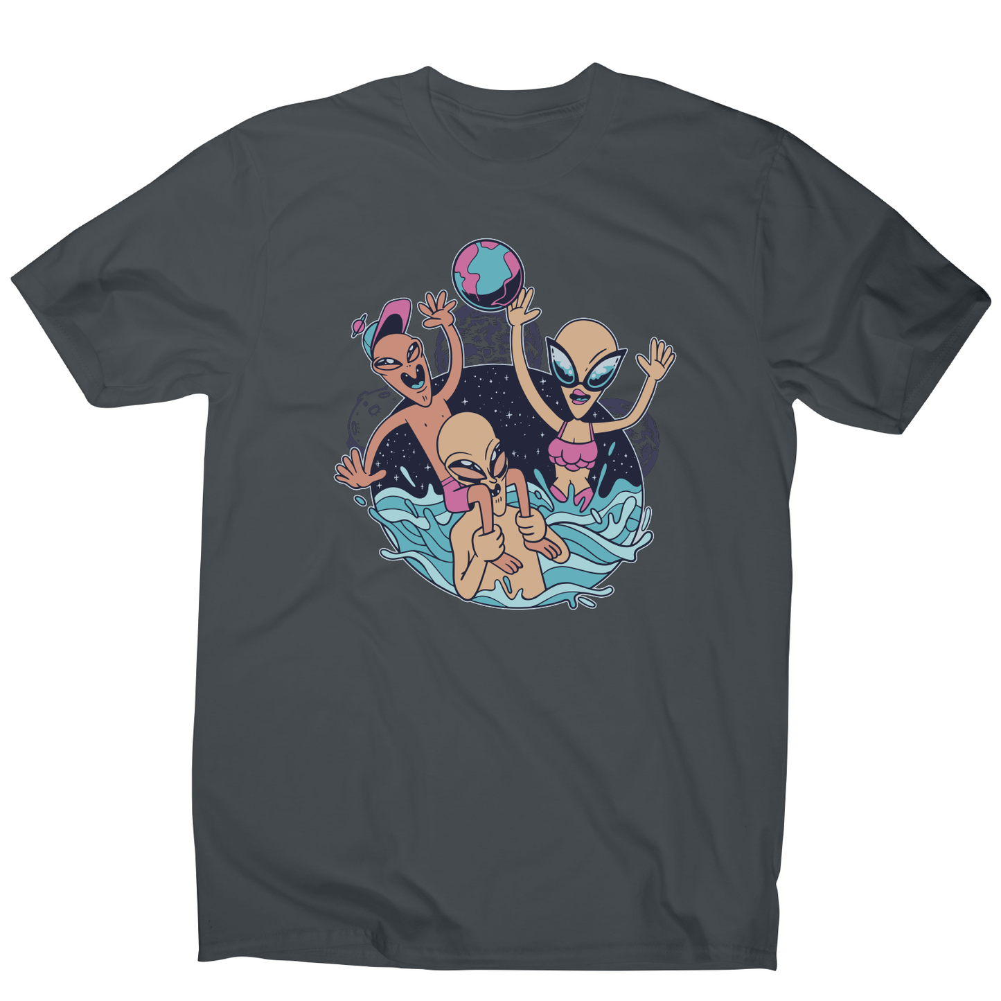 Alien pool party funny design t-shirt men's