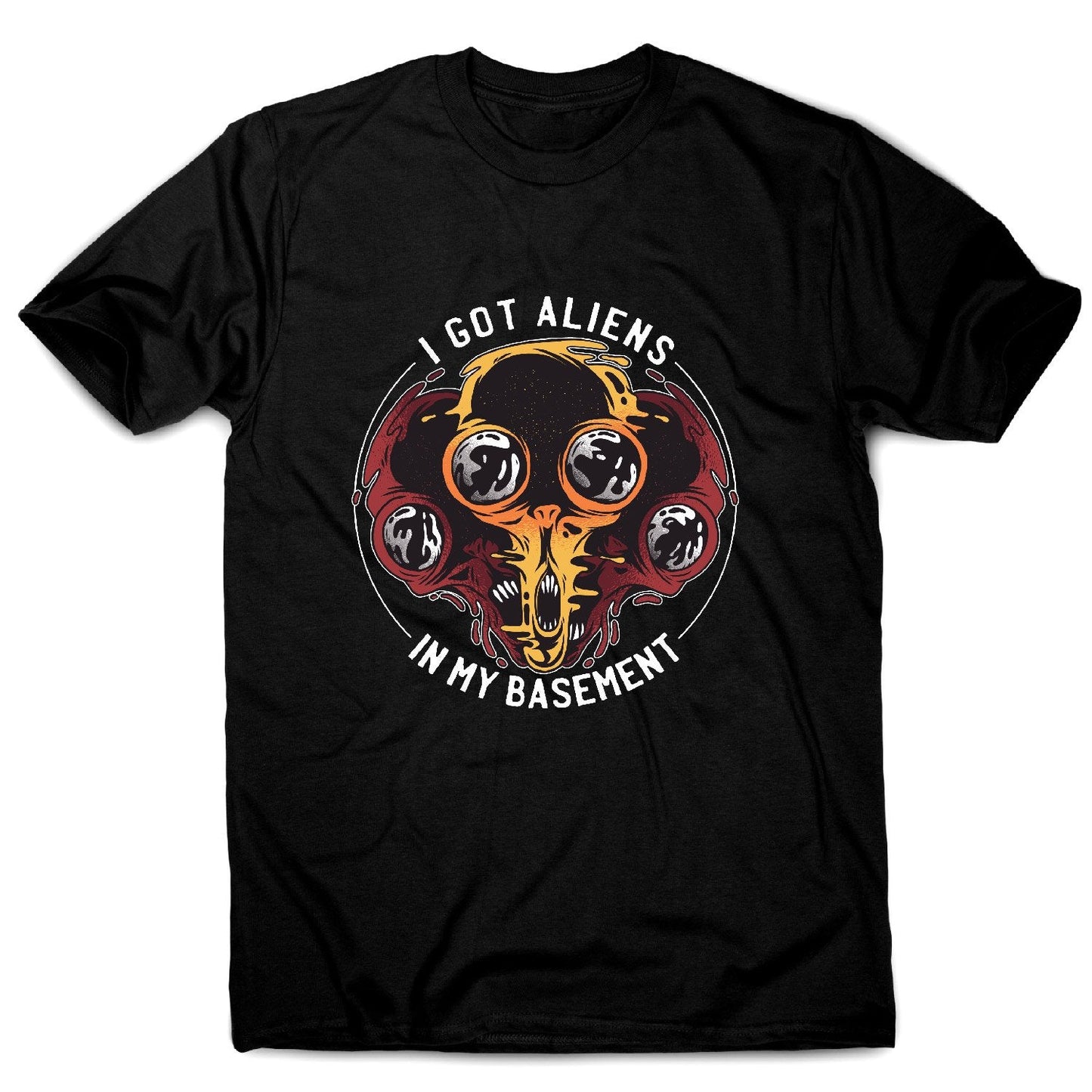 Aliens in basement - funny ufo men's t-shirt