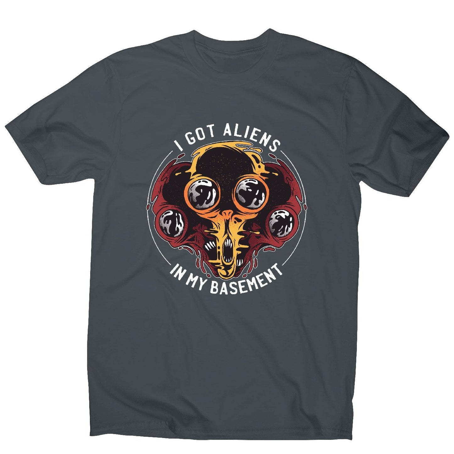 Aliens in basement - funny ufo men's t-shirt