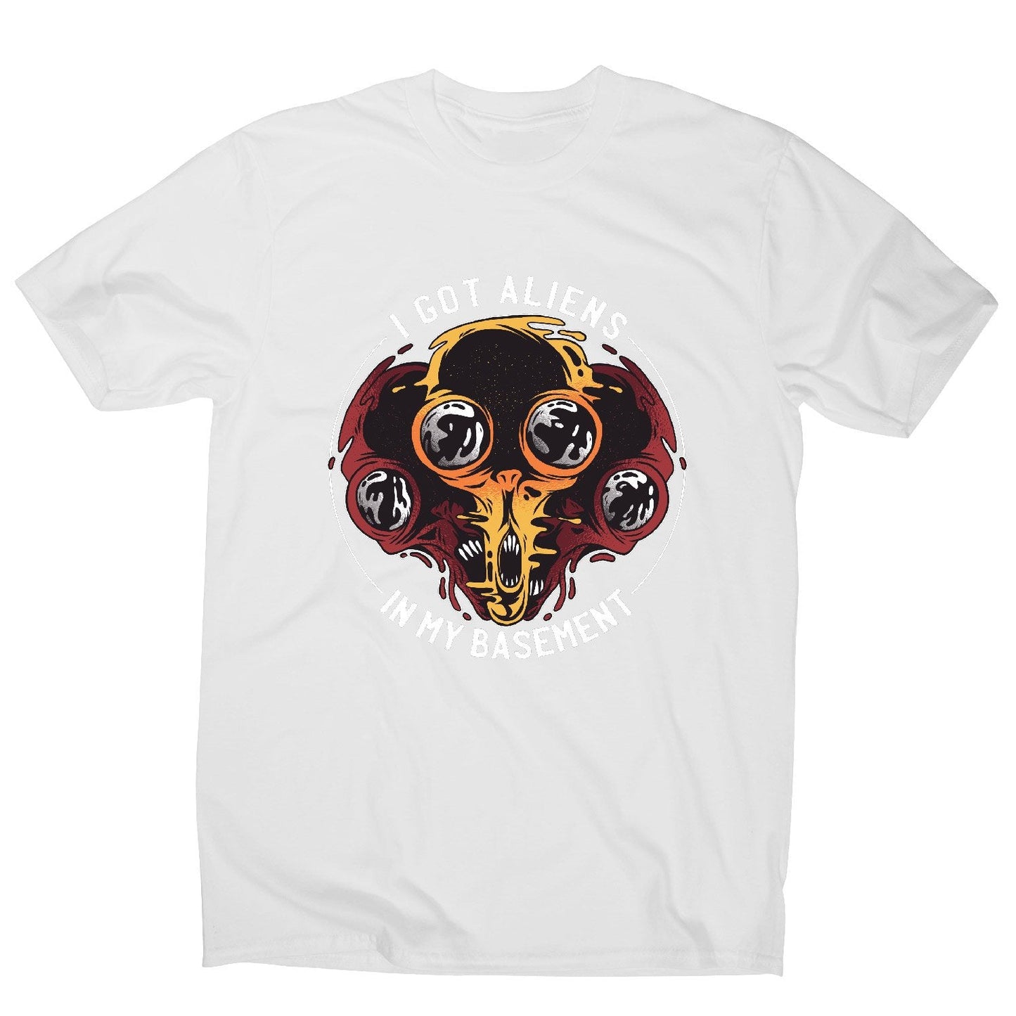 Aliens in basement - funny ufo men's t-shirt