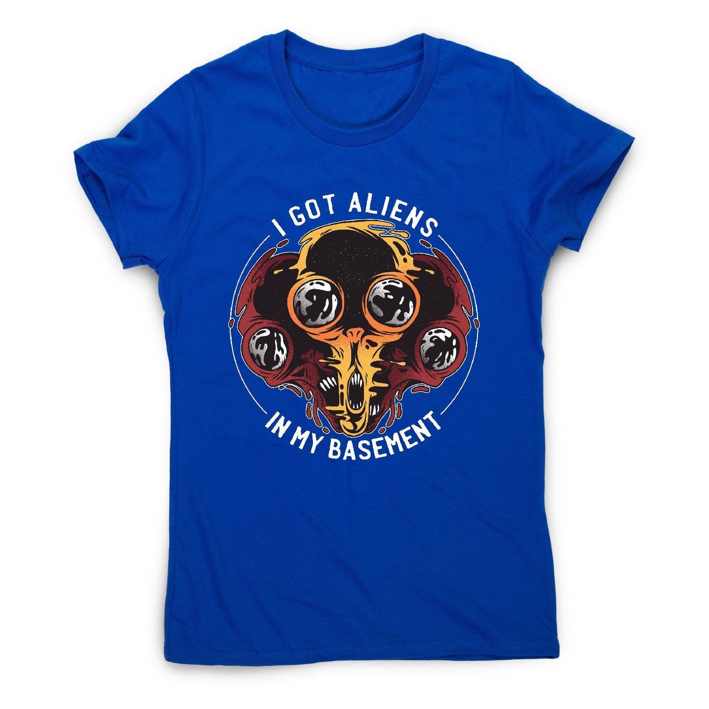 Aliens in basement - funny ufo women's t-shirt