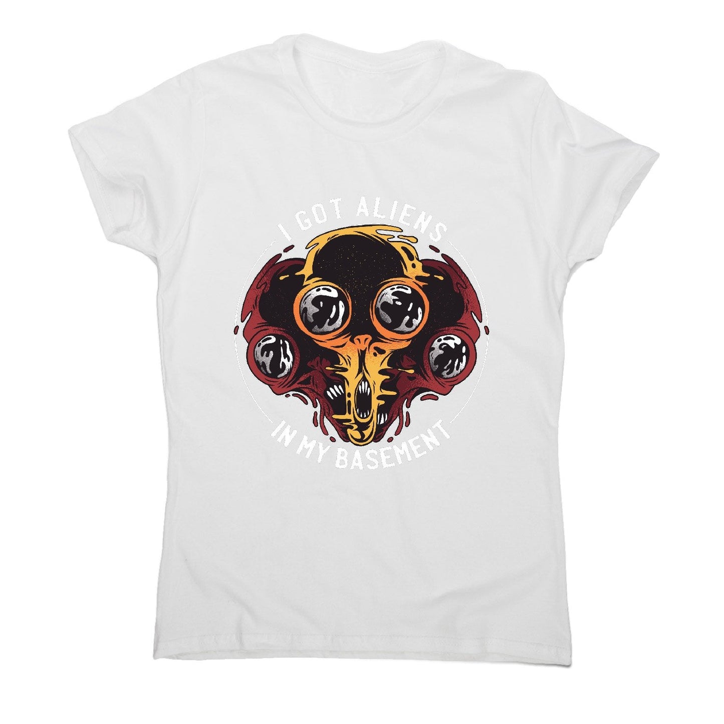 Aliens in basement - funny ufo women's t-shirt