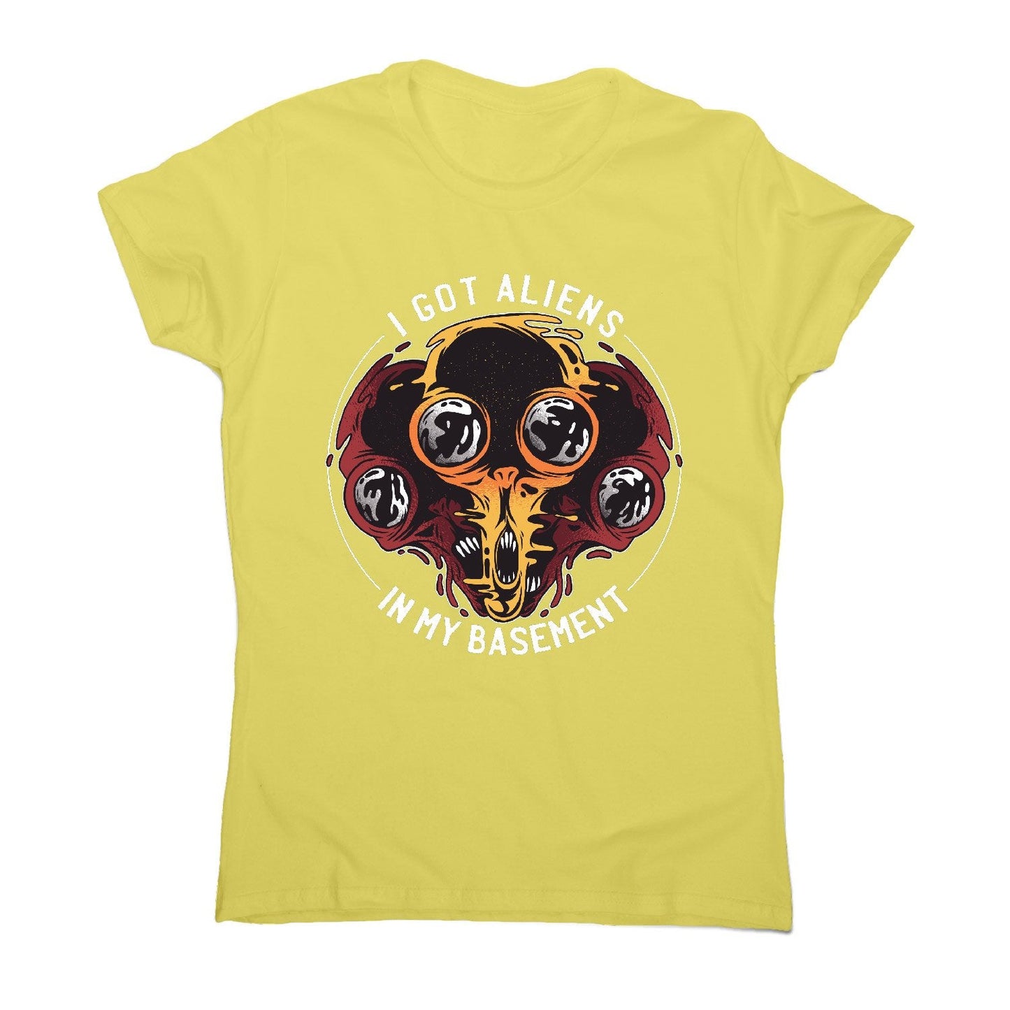 Aliens in basement - funny ufo women's t-shirt