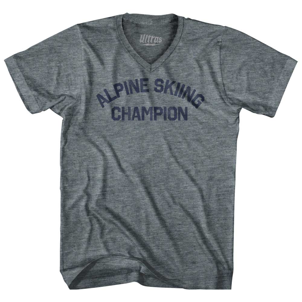 Alpine Skiing Champion Adult Tri-Blend V-neck T-shirt