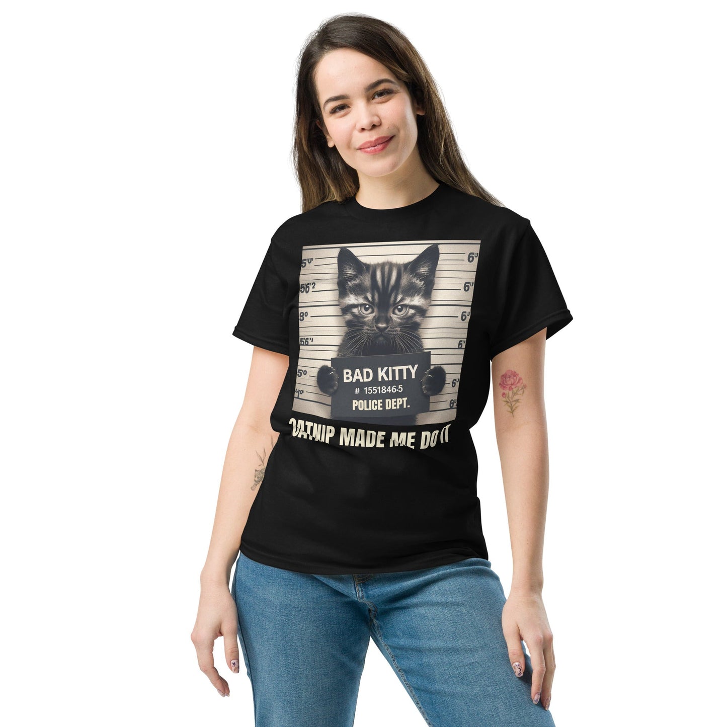 Bad Kitty Cat T-Shirt – Funny Mischievous Cat Graphic Cotton Tee