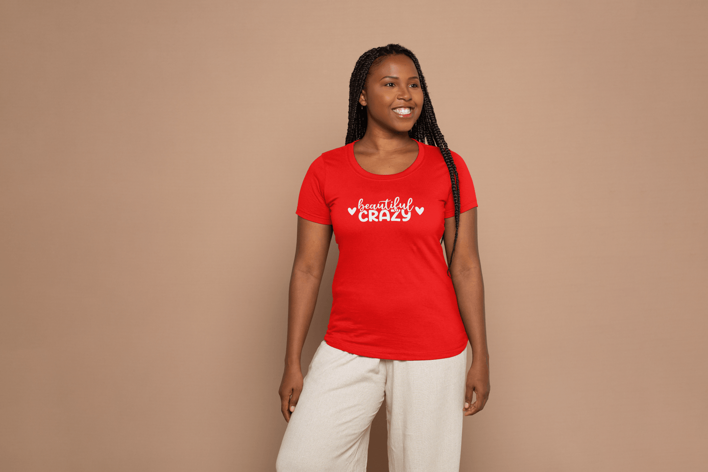 Beautiful Crazy Woman’s T-Shirt – Bold Graphic Cotton Tee for Women