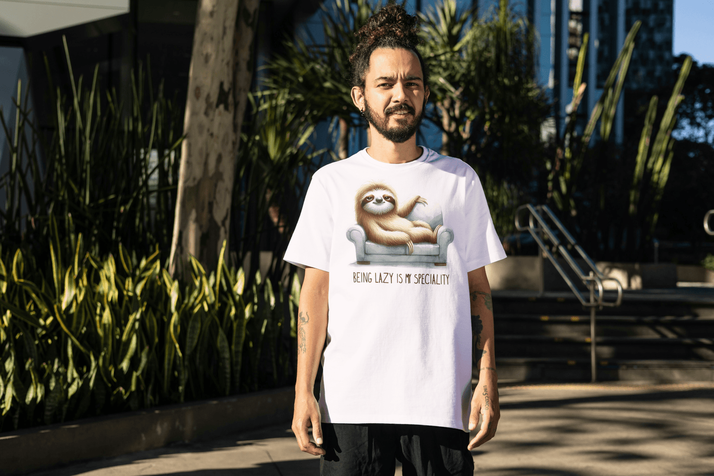 Being Lazy Sloth T‑Shirt Unisex Funny Animal Graphic Cotton Tee