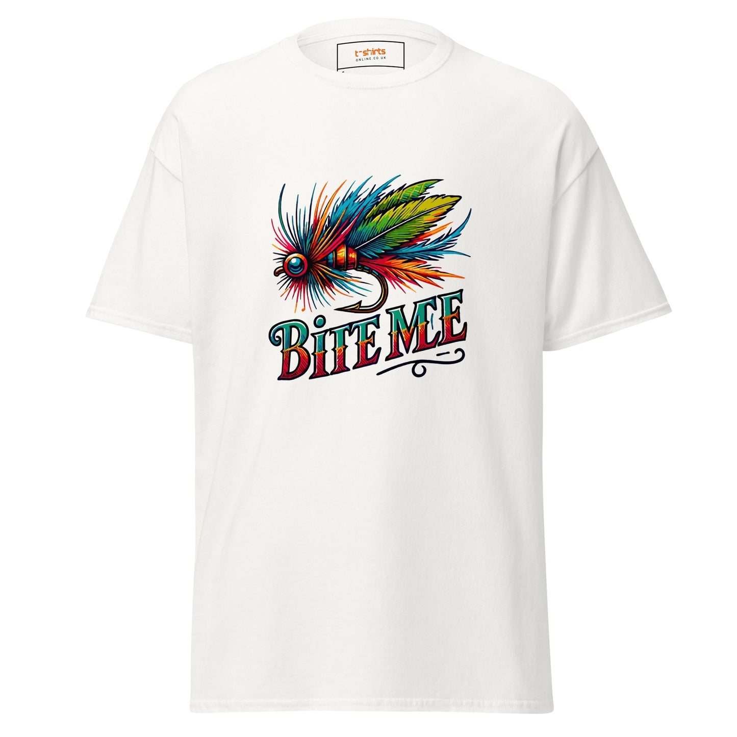 Bite Me Angler T‑Shirt Bold Fishing Joke Graphic Tee 100% Cotton