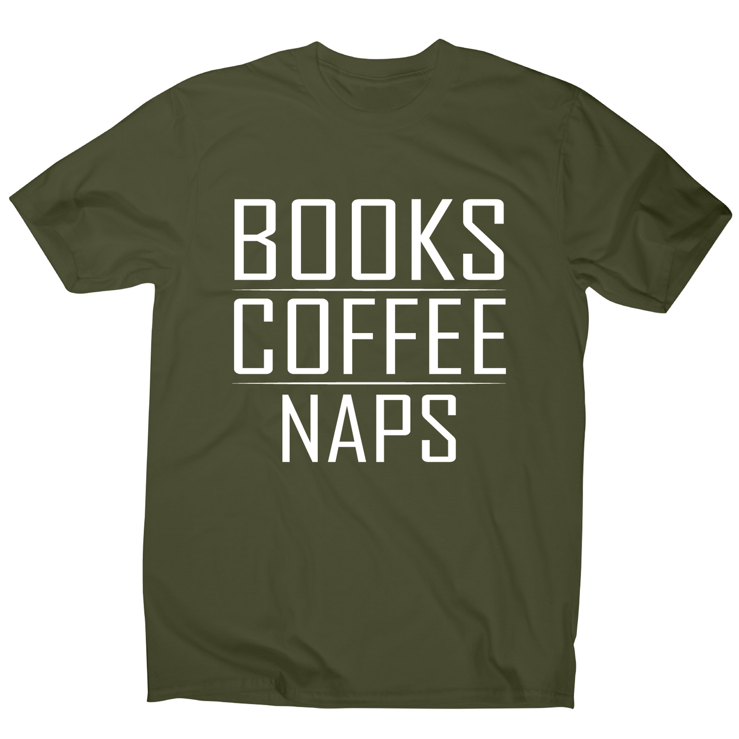 Books coffee naps awesome funny slogan t-shirt men's