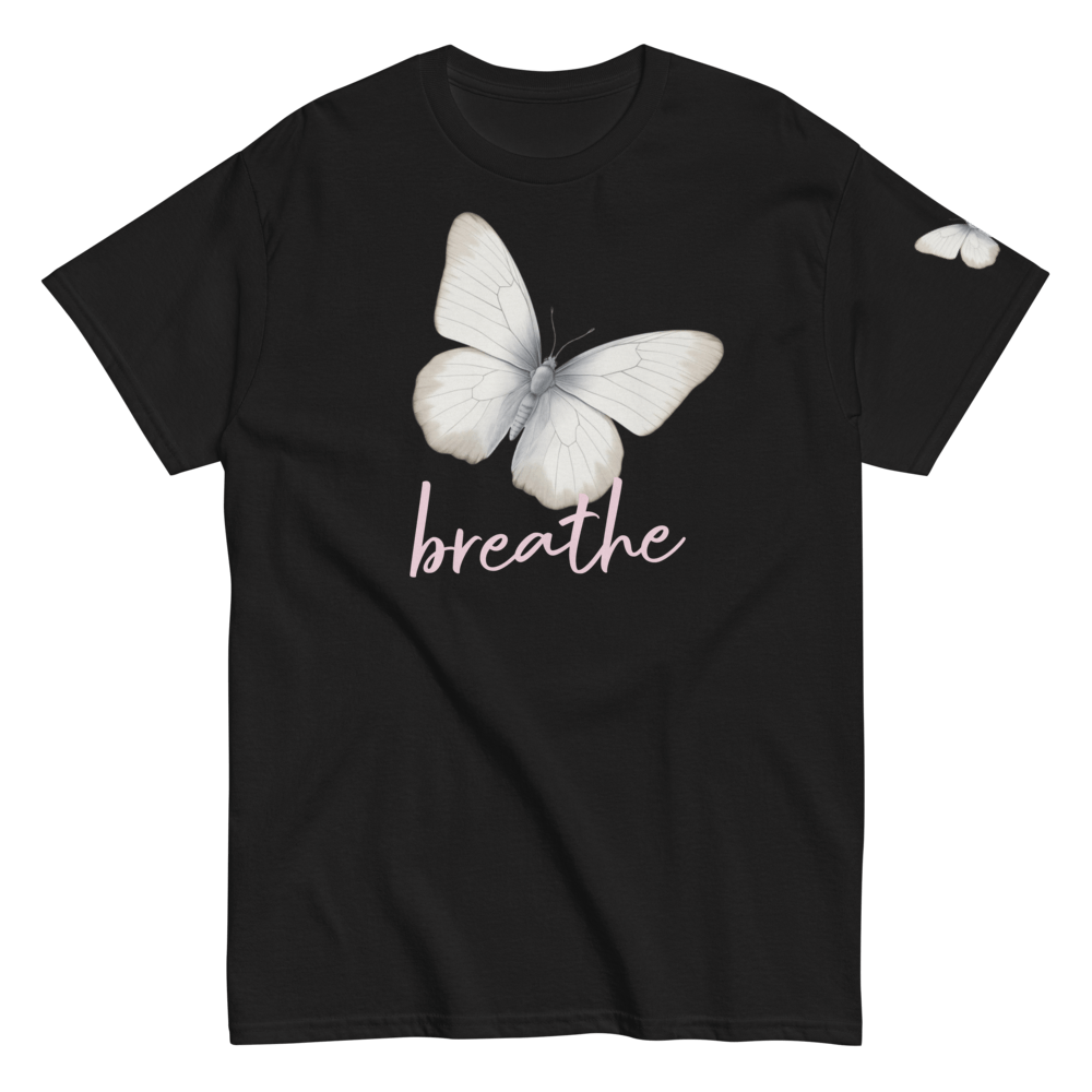 Breathe T‑Shirt Mindfulness Quote Graphic Womens Cotton Tee