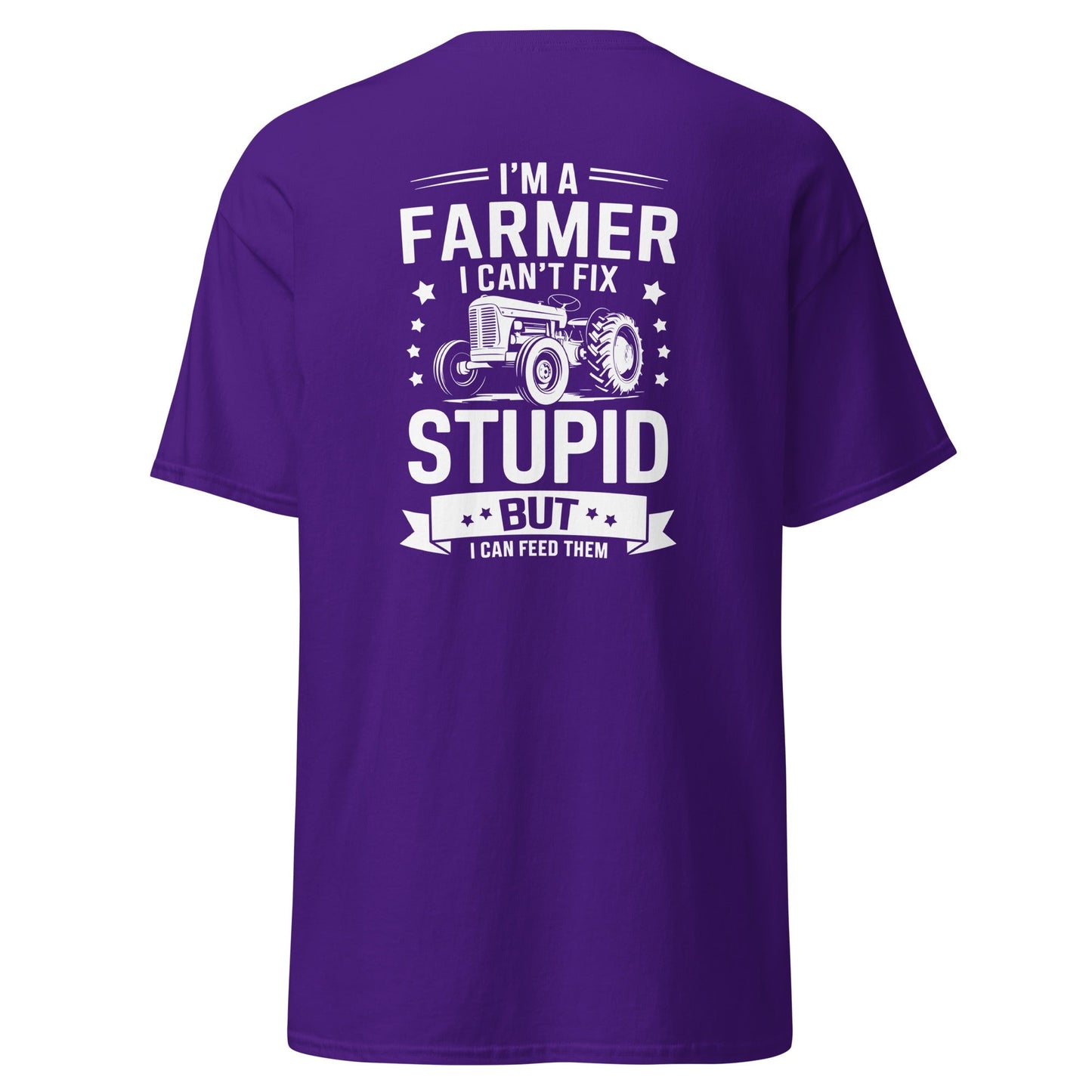Funny Farmer Graphic Tee – Can’t Fix Stupid Cotton T‑Shirt