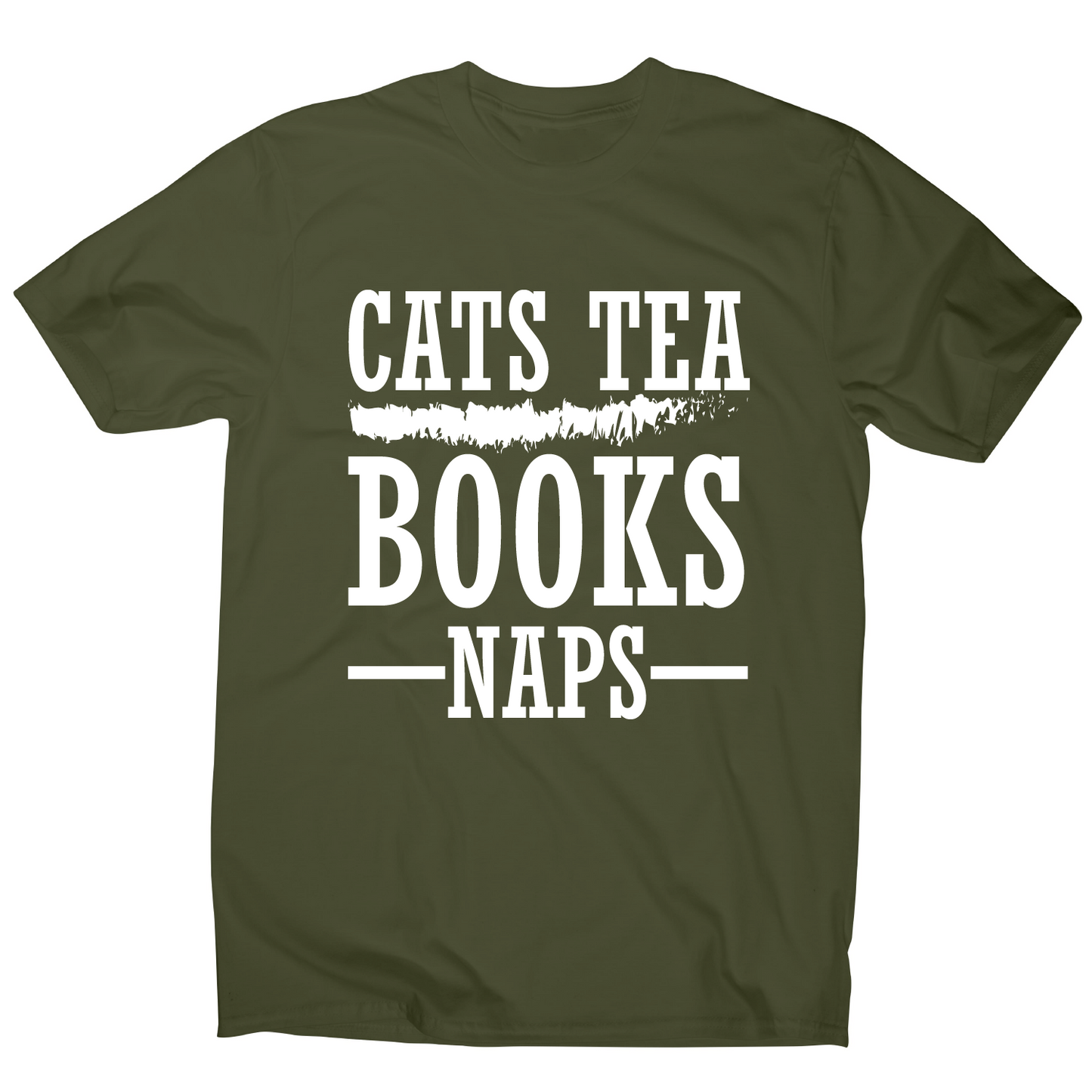 Cats tea books naps awesome funny slogan t-shirt men's