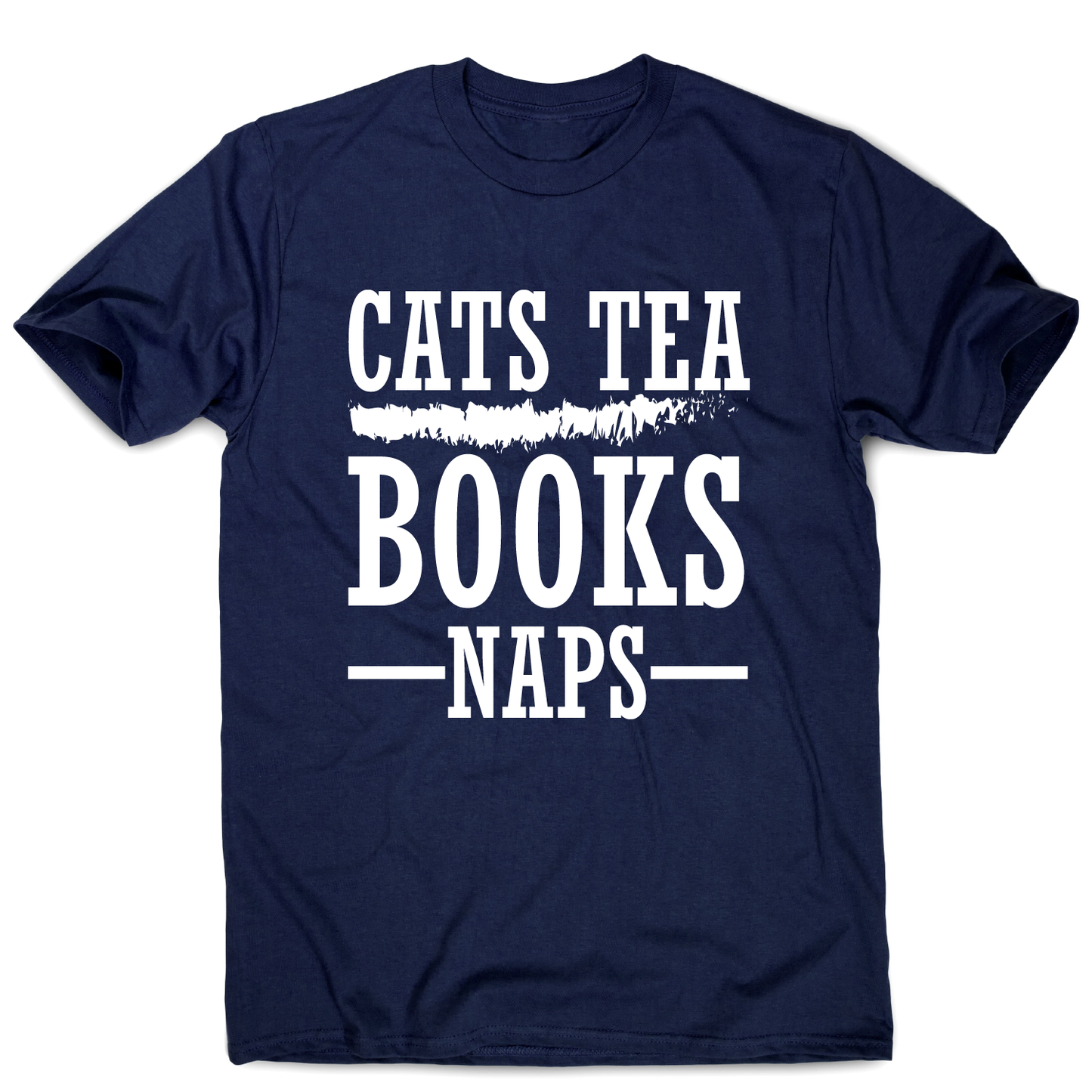 Cats tea books naps awesome funny slogan t-shirt men's