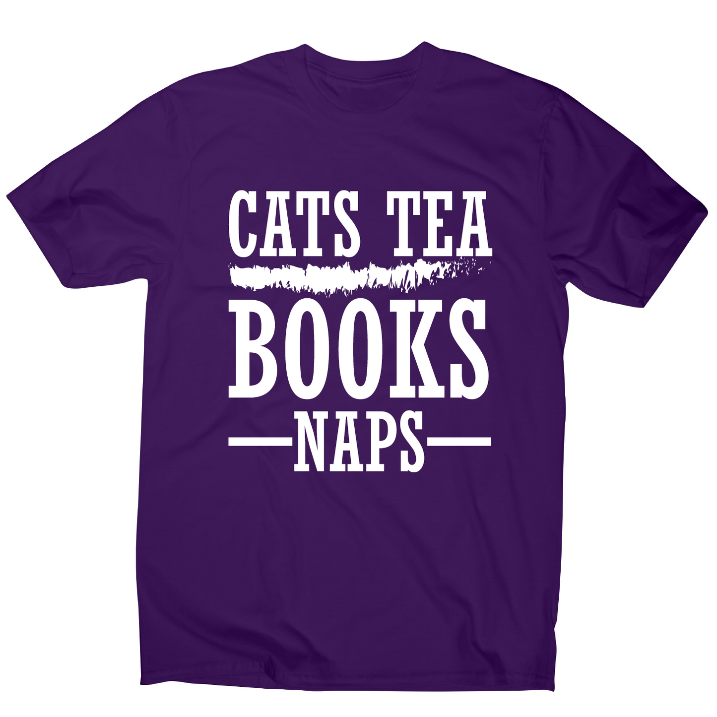 Cats tea books naps awesome funny slogan t-shirt men's
