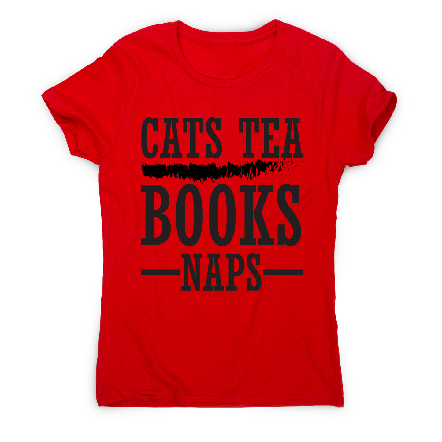 Cats tea books naps awesome funny slogan t-shirt women's