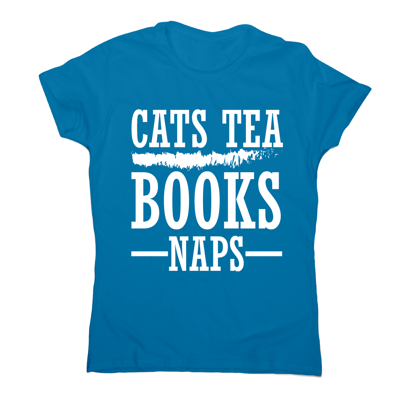 Cats tea books naps awesome funny slogan t-shirt women's