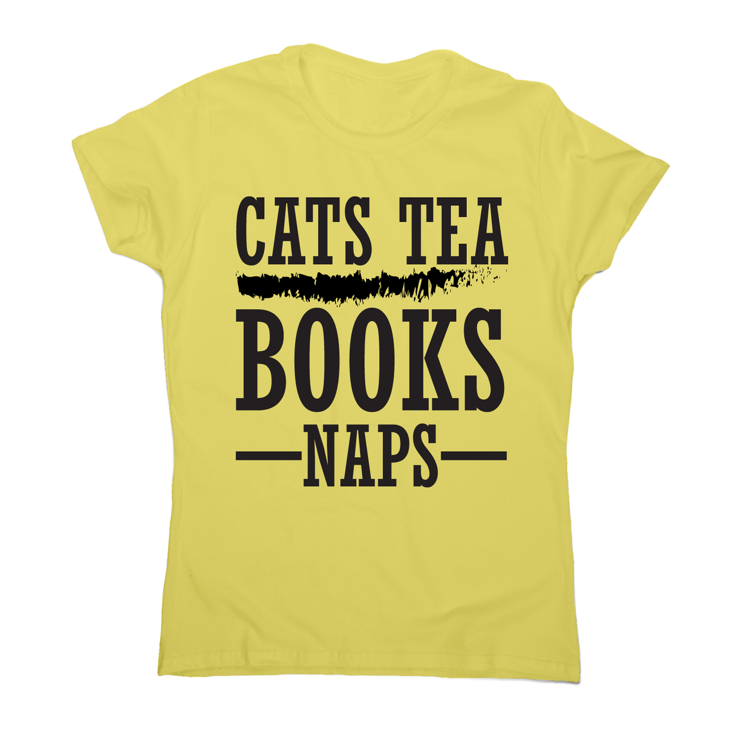 Cats tea books naps awesome funny slogan t-shirt women's