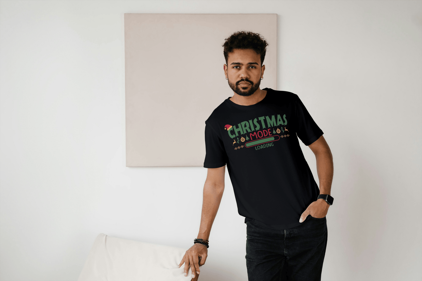 Christmas Mode T‑Shirt Funny Festive Graphic Tee Unisex Cotton