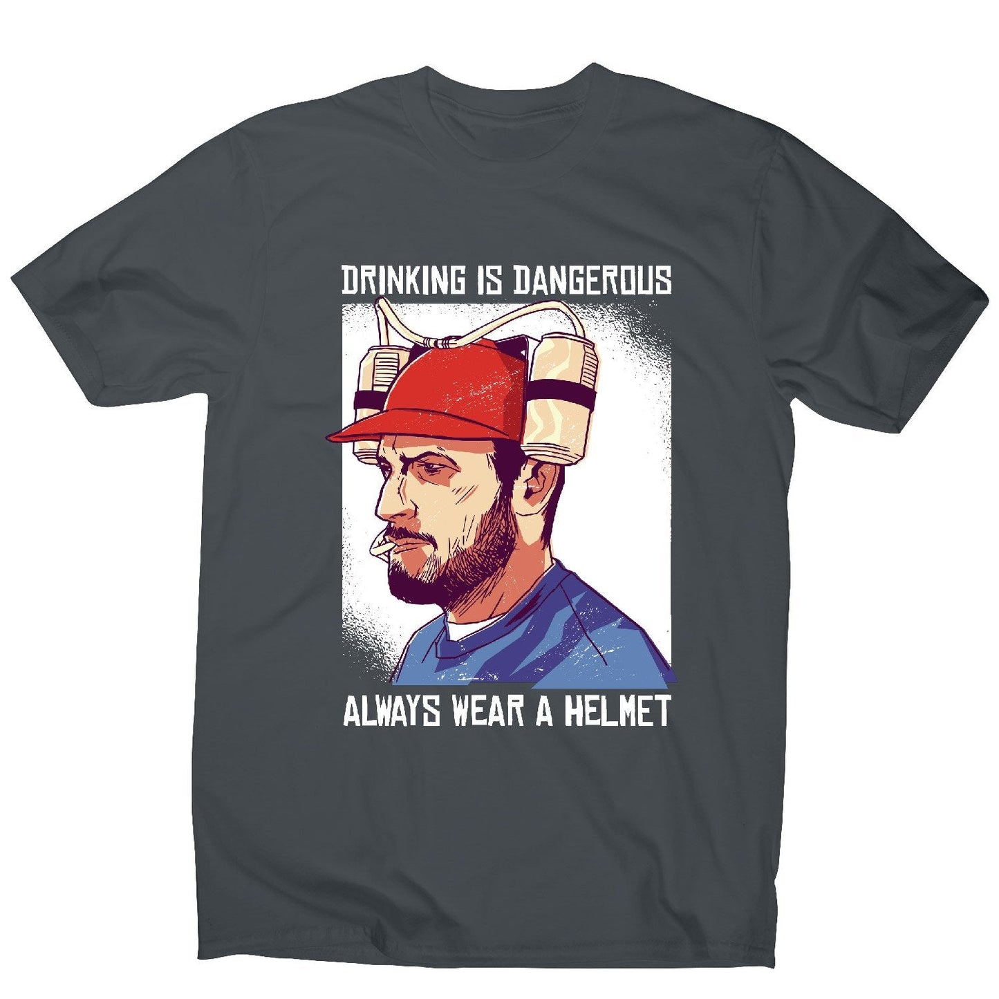 Funny beer helmet - men's t-shirt