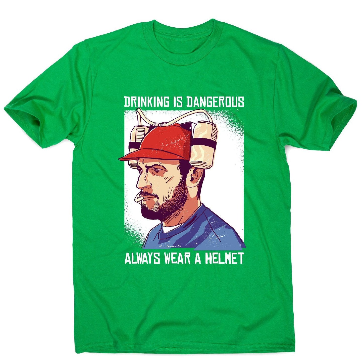 Funny beer helmet - men's t-shirt