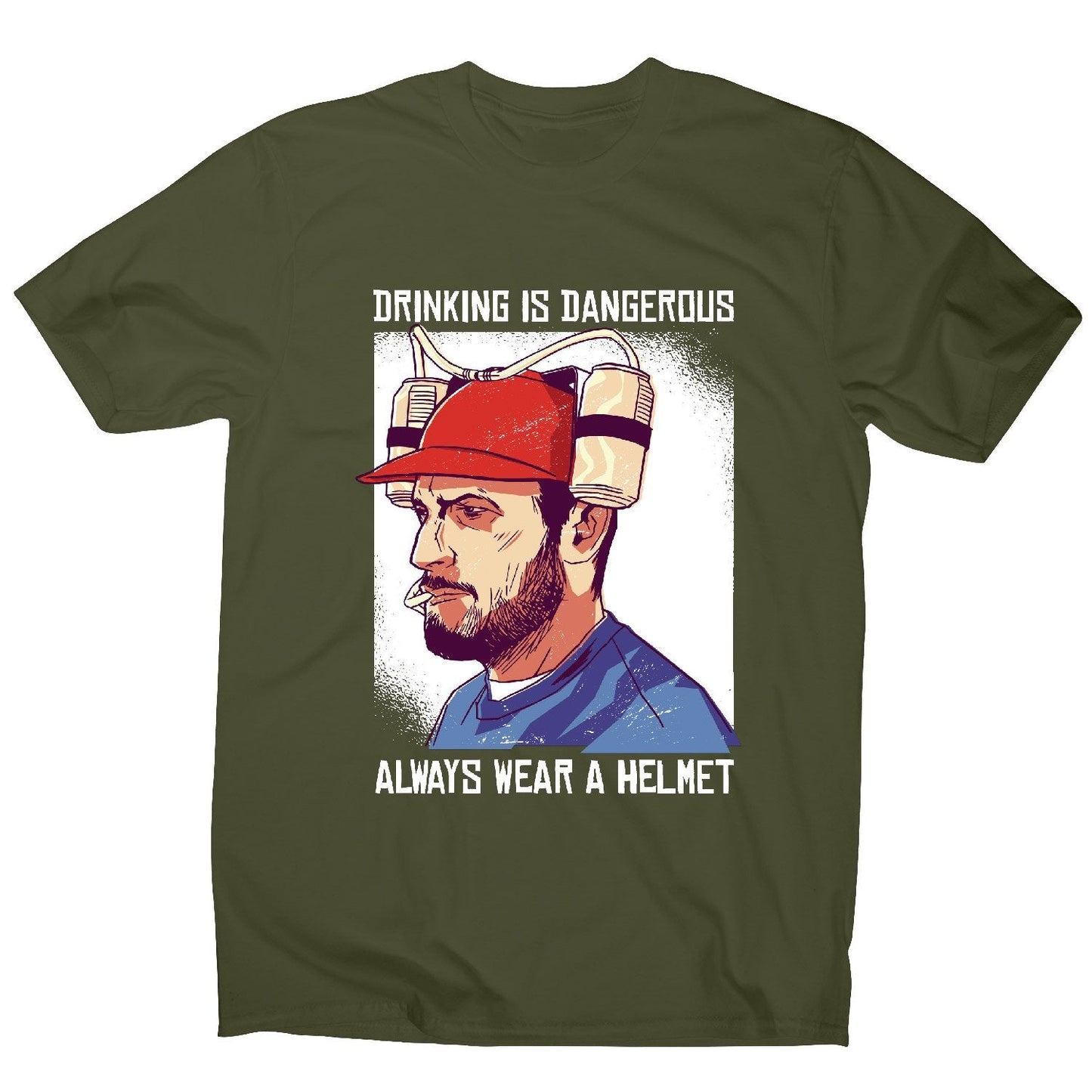 Funny beer helmet - men's t-shirt